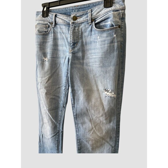 Ann Taylor LOFT Curvy Skinny Jeans Women's 27/4 Blue Mid Rise Distressed - Picture 2 of 6